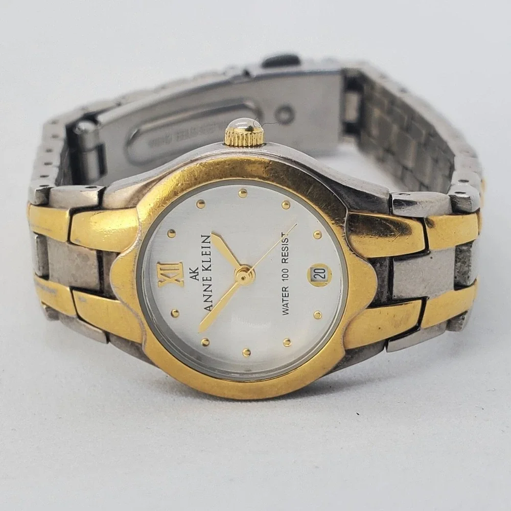 Anne Klein Women's Watch‎ Gold Silver Tone Dial Bracelet Date 6
